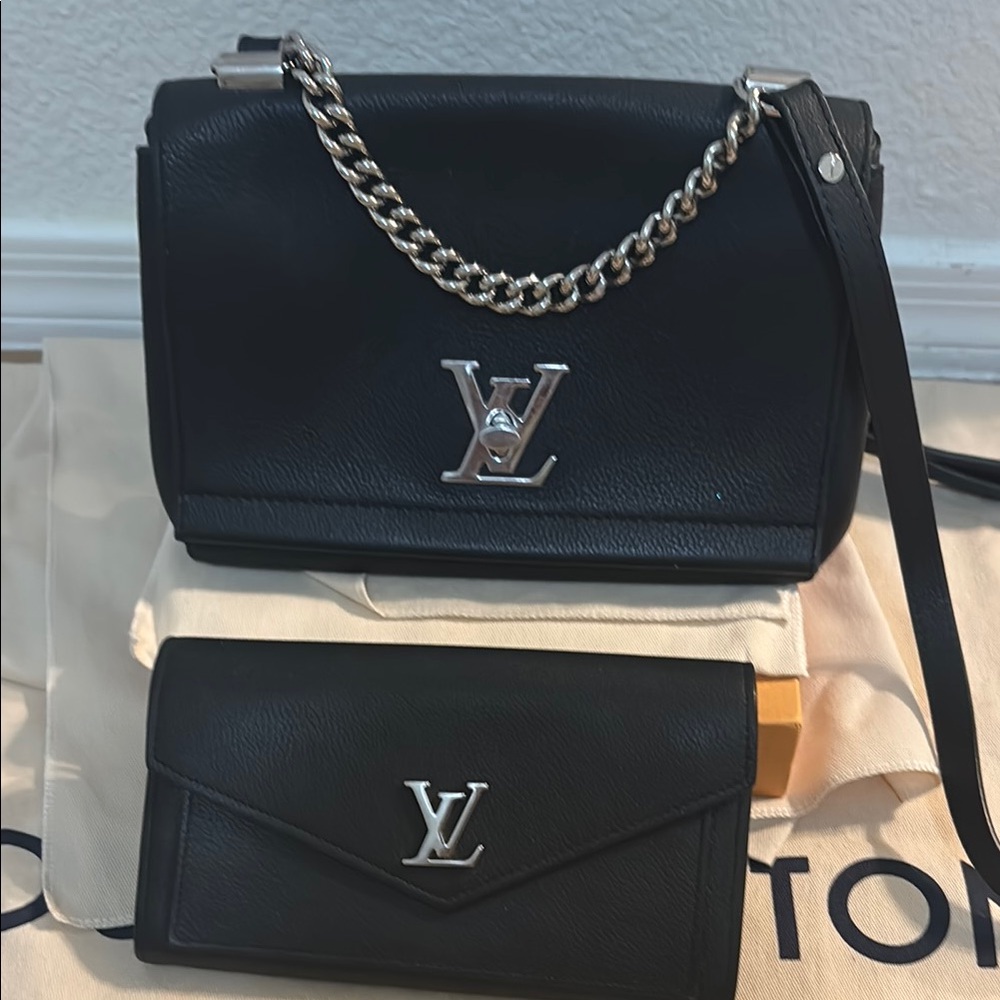 Louis Vuitton Black Crossbody Bag with Silver Accents